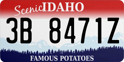 ID license plate 3B8471Z