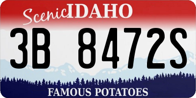 ID license plate 3B8472S