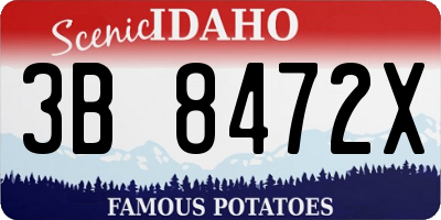 ID license plate 3B8472X
