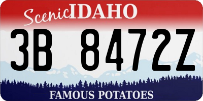 ID license plate 3B8472Z