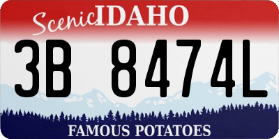 ID license plate 3B8474L