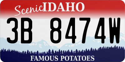 ID license plate 3B8474W