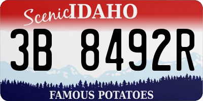 ID license plate 3B8492R