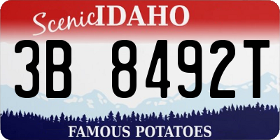 ID license plate 3B8492T