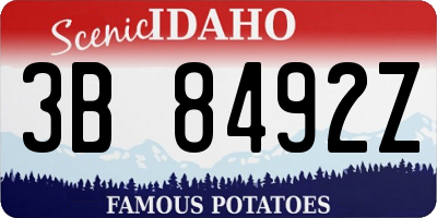 ID license plate 3B8492Z