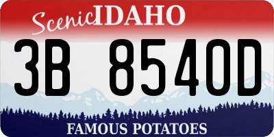 ID license plate 3B8540D