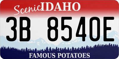 ID license plate 3B8540E
