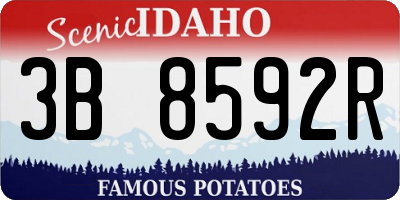 ID license plate 3B8592R
