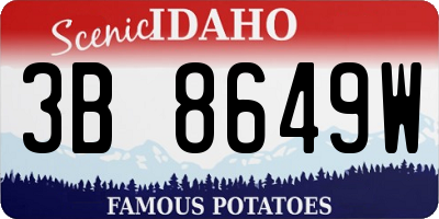 ID license plate 3B8649W