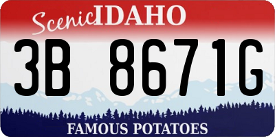 ID license plate 3B8671G