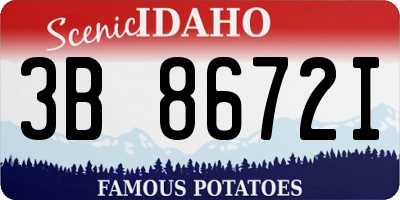 ID license plate 3B8672I