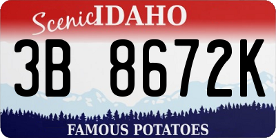 ID license plate 3B8672K
