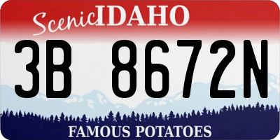 ID license plate 3B8672N