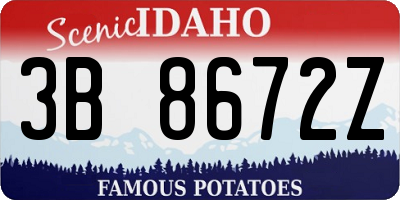 ID license plate 3B8672Z