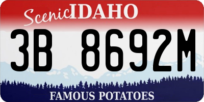 ID license plate 3B8692M