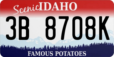 ID license plate 3B8708K