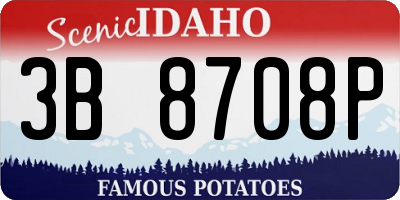 ID license plate 3B8708P