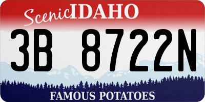 ID license plate 3B8722N