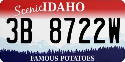 ID license plate 3B8722W