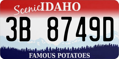 ID license plate 3B8749D