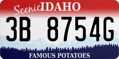 ID license plate 3B8754G