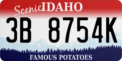 ID license plate 3B8754K