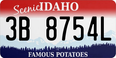 ID license plate 3B8754L