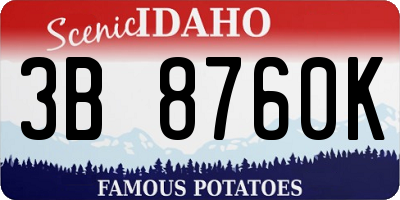 ID license plate 3B8760K