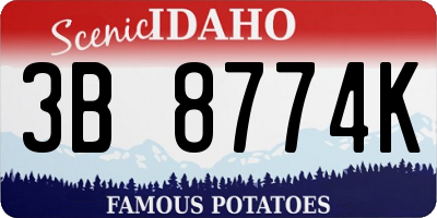 ID license plate 3B8774K