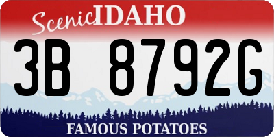 ID license plate 3B8792G