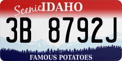 ID license plate 3B8792J