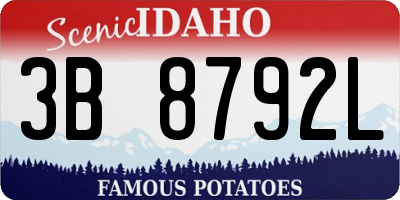ID license plate 3B8792L