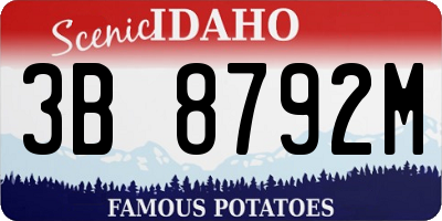 ID license plate 3B8792M