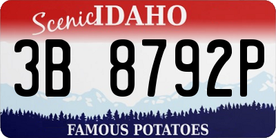 ID license plate 3B8792P