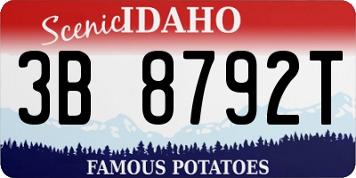 ID license plate 3B8792T