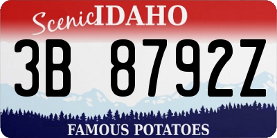 ID license plate 3B8792Z