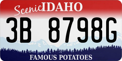 ID license plate 3B8798G