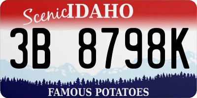ID license plate 3B8798K