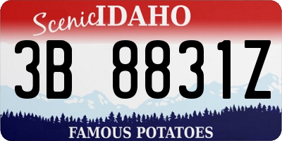 ID license plate 3B8831Z