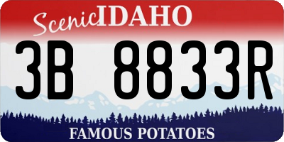 ID license plate 3B8833R
