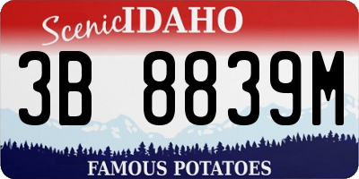 ID license plate 3B8839M