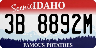 ID license plate 3B8892M