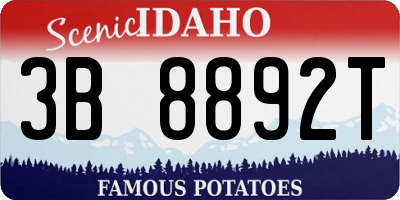 ID license plate 3B8892T