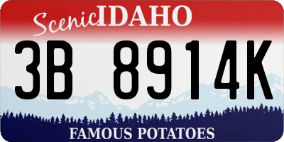 ID license plate 3B8914K