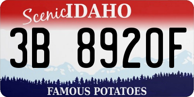 ID license plate 3B8920F
