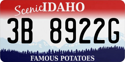 ID license plate 3B8922G