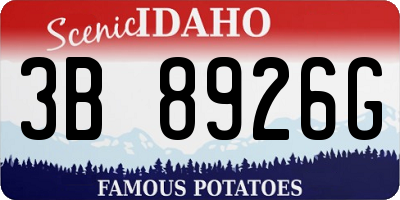ID license plate 3B8926G