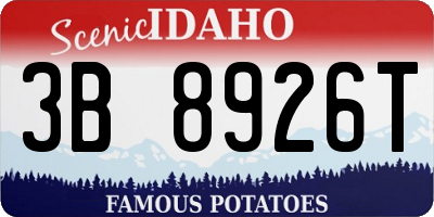 ID license plate 3B8926T