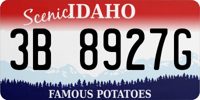 ID license plate 3B8927G