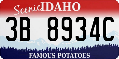 ID license plate 3B8934C